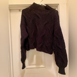 Black Free People Knit Cropped Sweater